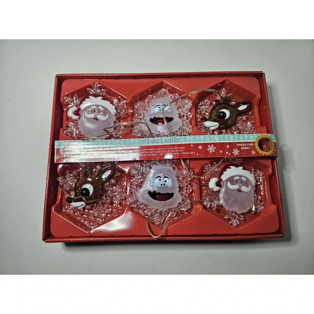 Rudolph Red Nosed Reindeer Musical String Lights 6 Count LED Color Changing